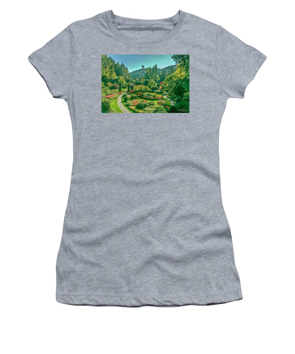 Butchard Gardens Women's T-Shirt featuring the photograph Butchart Gardens by Patrick Boening