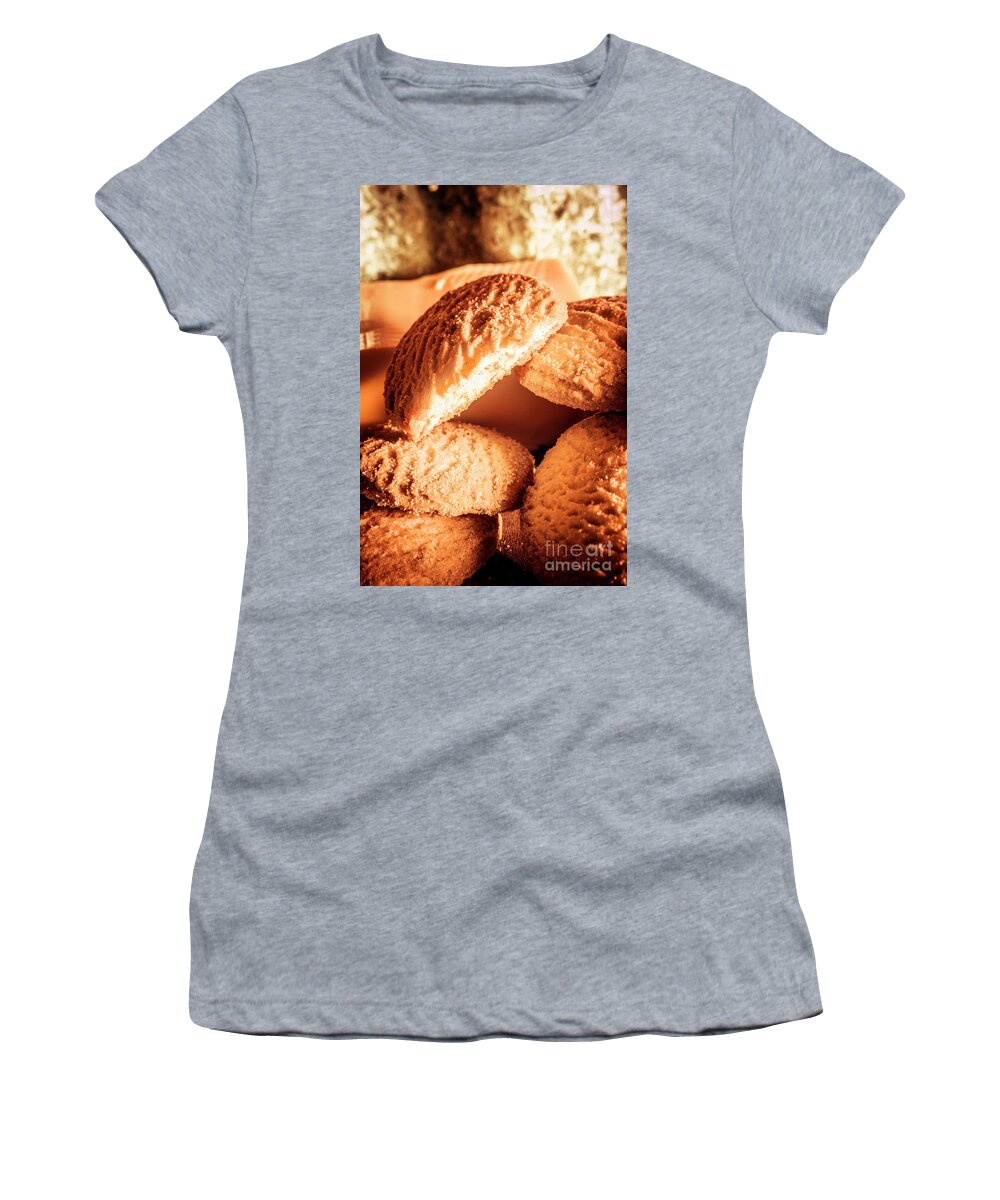 Bakery Women's T-Shirt featuring the photograph Butter shortbread biscuits by Jorgo Photography