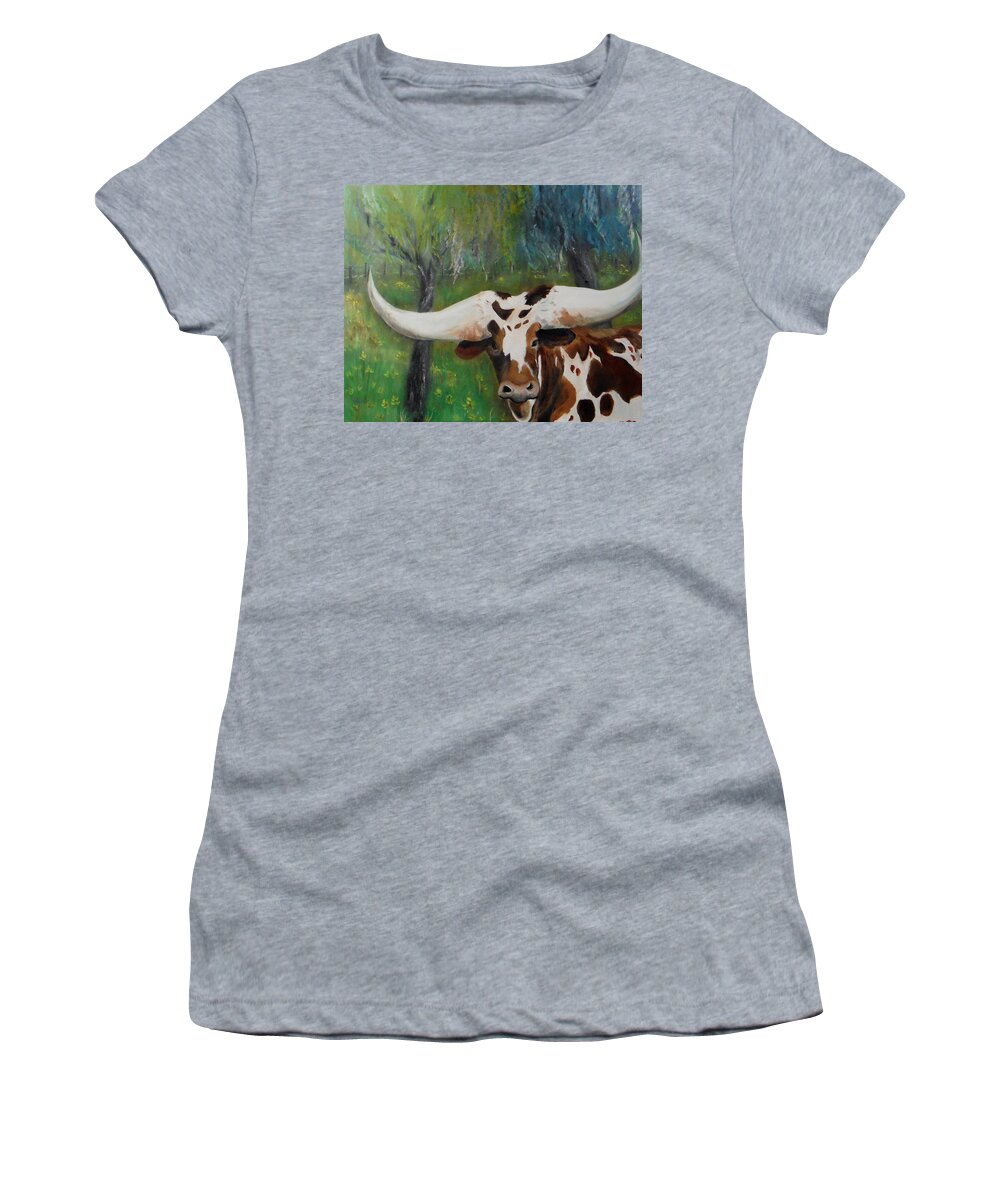 Cattle Women's T-Shirt featuring the painting Buttercup by Jacqueline Whitcomb