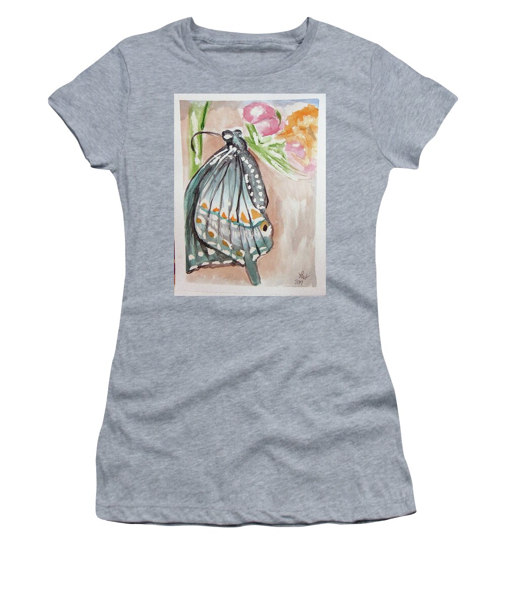  Women's T-Shirt featuring the painting Butterfly 4 by Loretta Nash