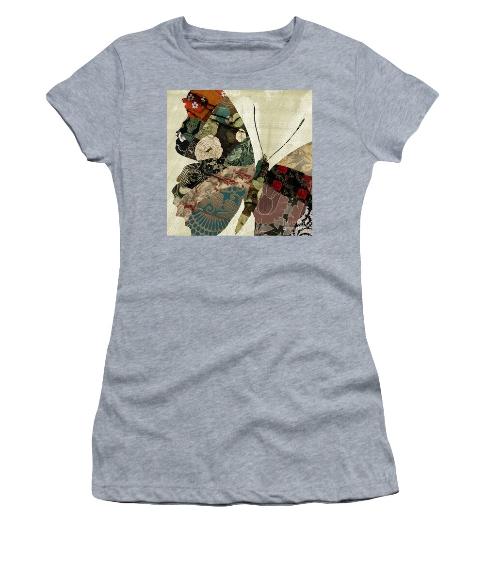Butterfly Women's T-Shirt featuring the painting Butterfly Brocade III by Mindy Sommers