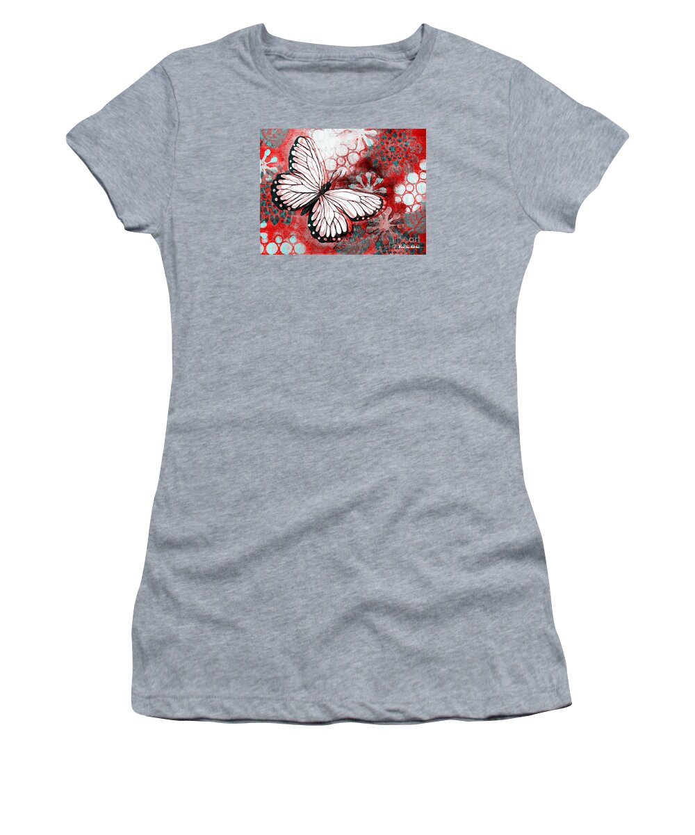 Hao Aiken Women's T-Shirt featuring the digital art Butterfly In Flight #4 by Hao Aiken