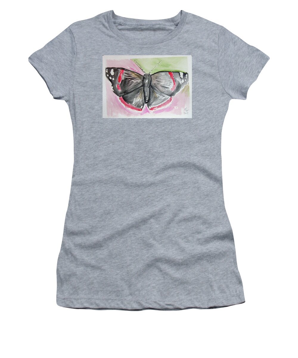  Women's T-Shirt featuring the drawing Butterfly by Loretta Nash