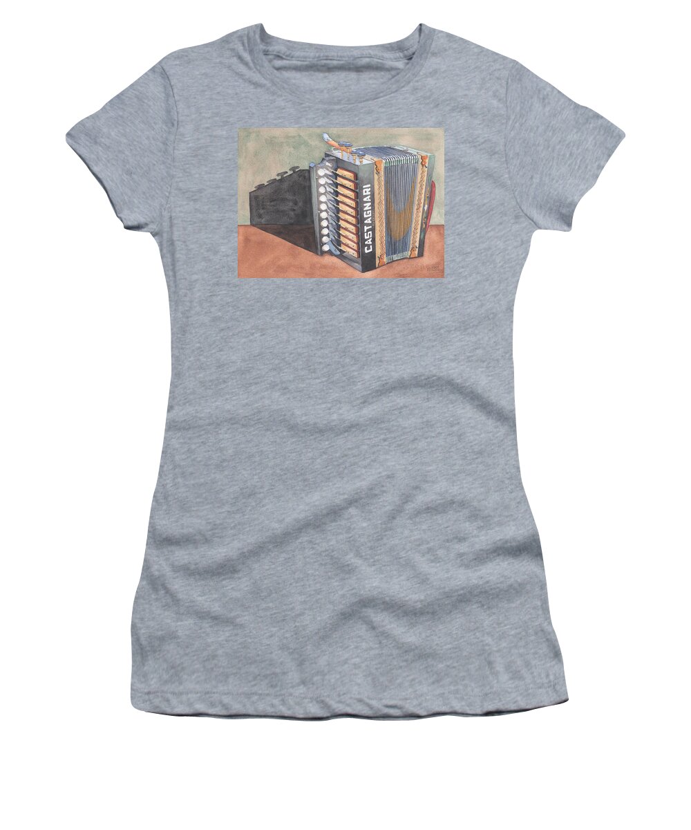 Button Women's T-Shirt featuring the painting Button Accordion Two by Ken Powers