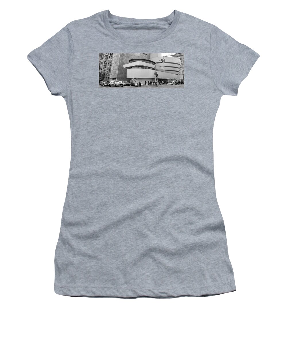Guggenheim Women's T-Shirt featuring the photograph BW Guggenheim museum NYC by Chuck Kuhn
