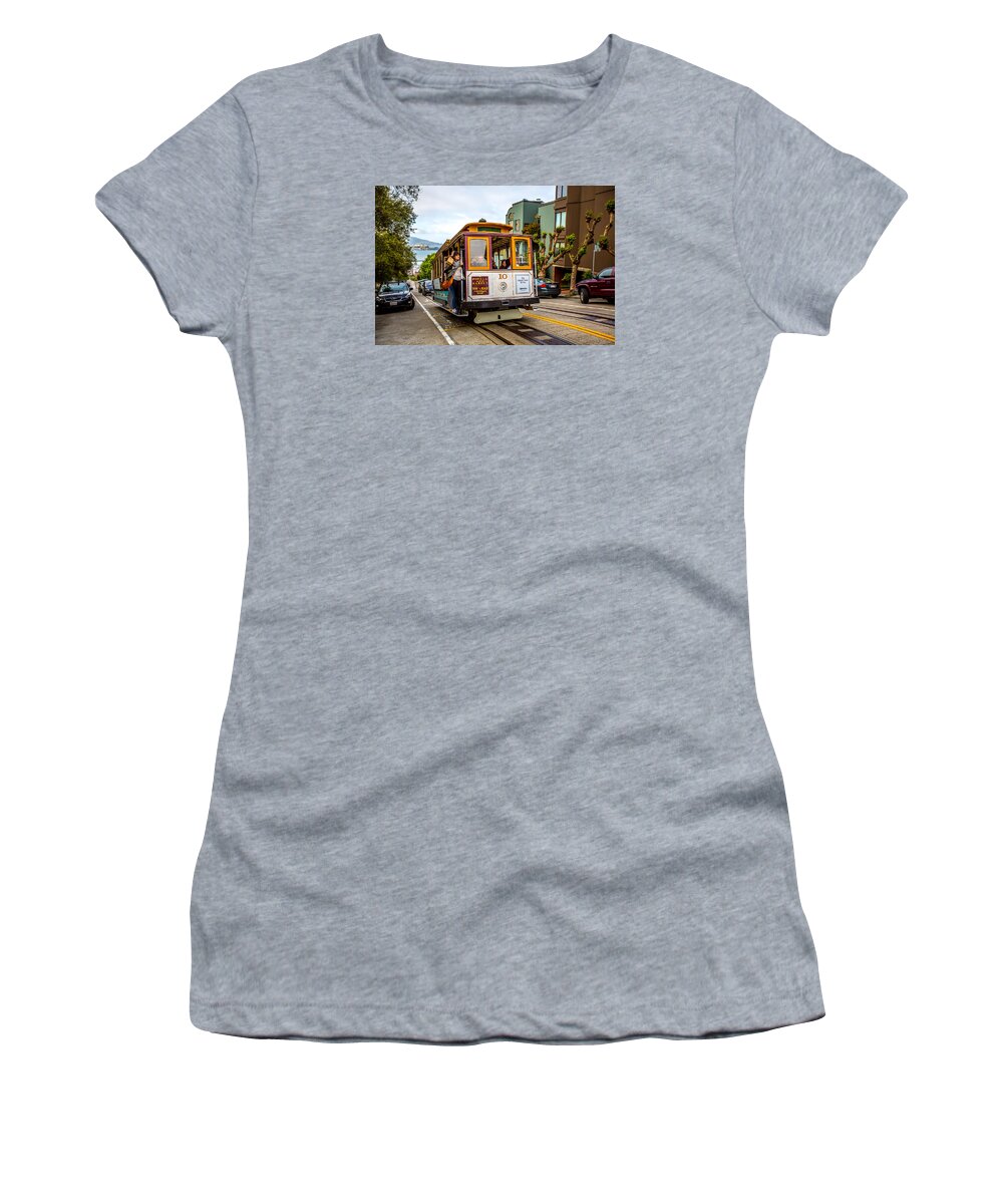 San Francisco Women's T-Shirt featuring the photograph Cable Car in San Francisco by Lev Kaytsner