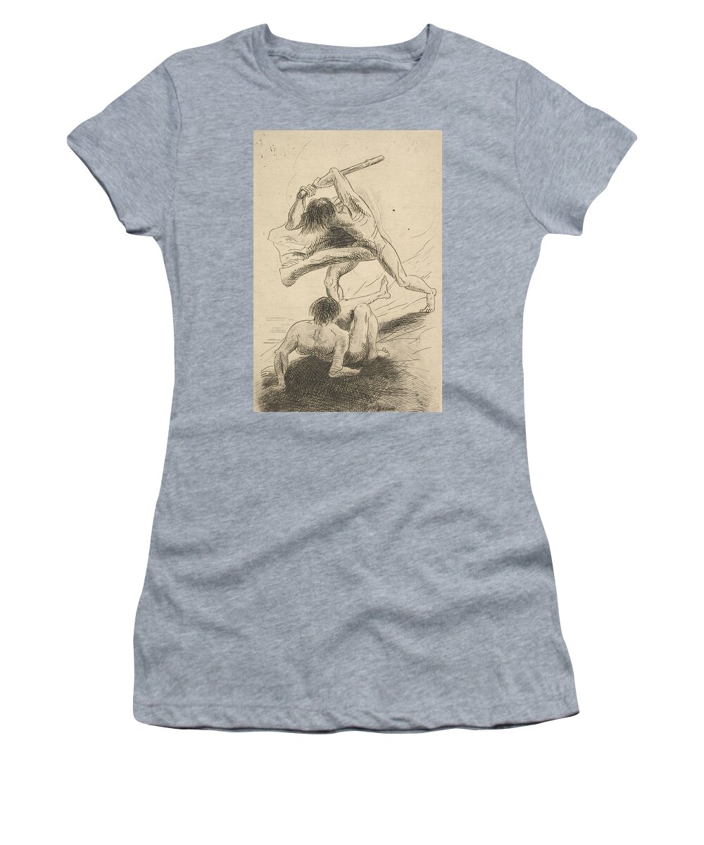 19th Century Art Women's T-Shirt featuring the relief Cain and Abel by Odilon Redon