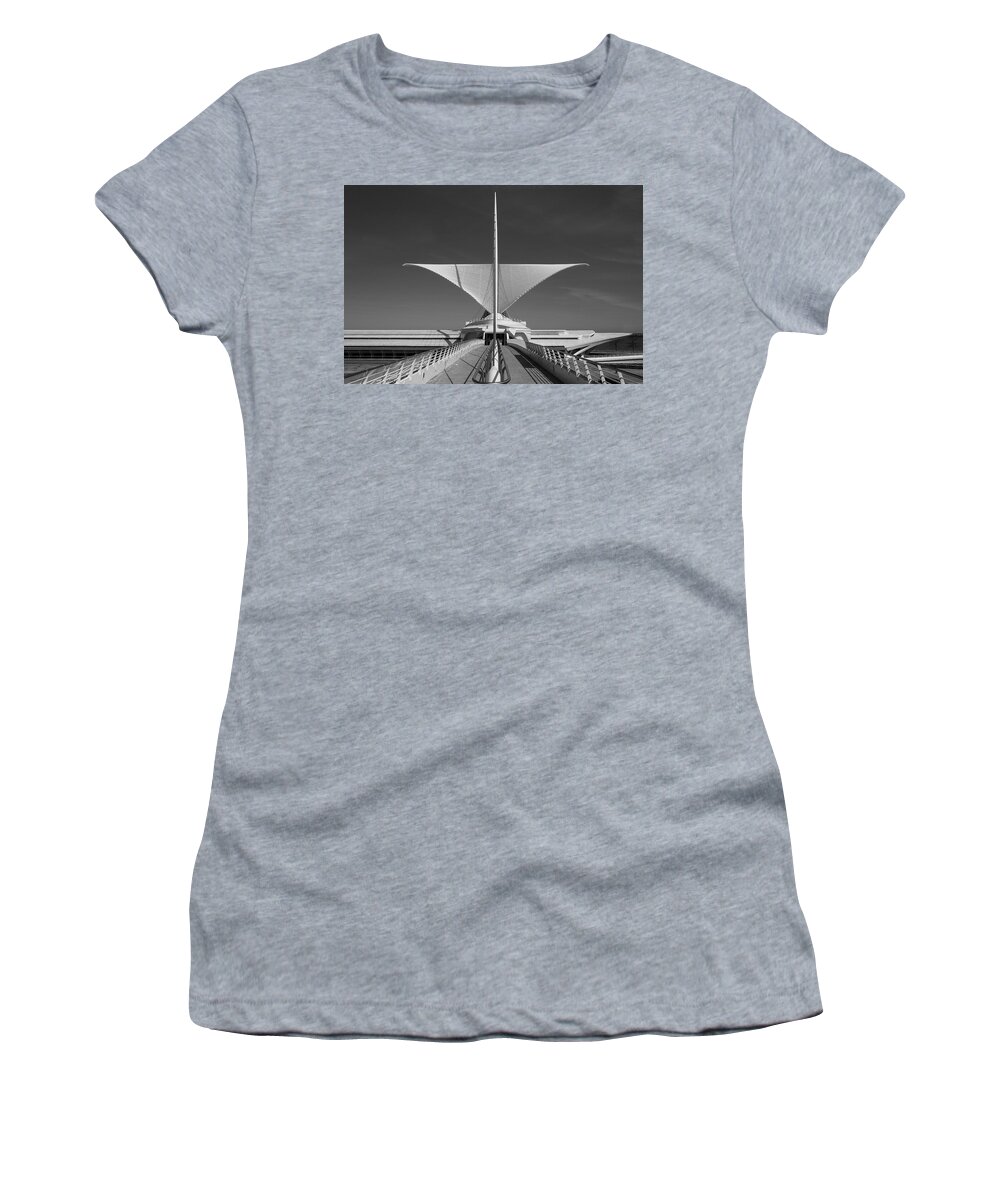 Milwaukee Art Museum Women's T-Shirt featuring the photograph Calatrava Symmetry by John Roach