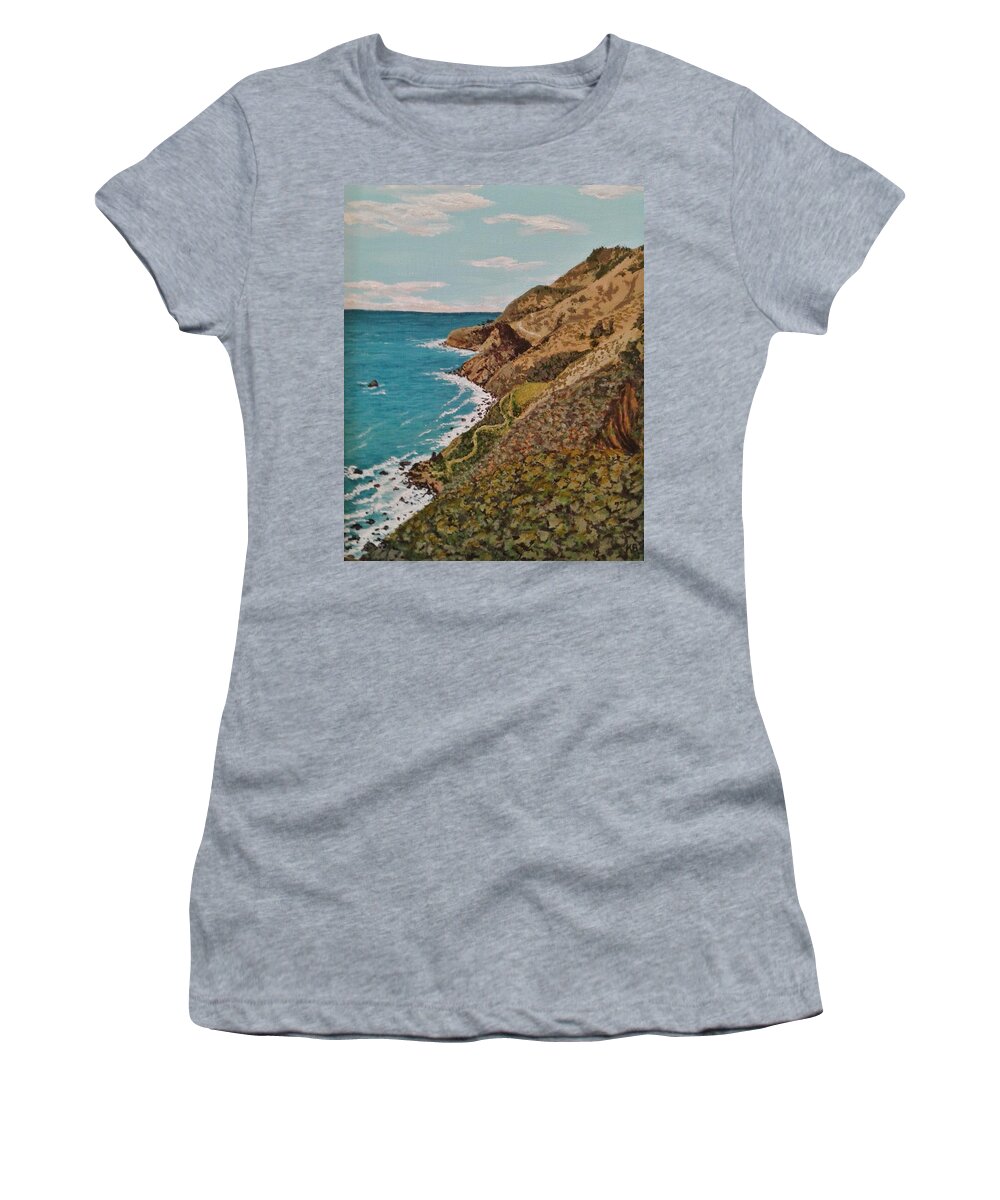 California Women's T-Shirt featuring the painting California Coast by Katherine Young-Beck