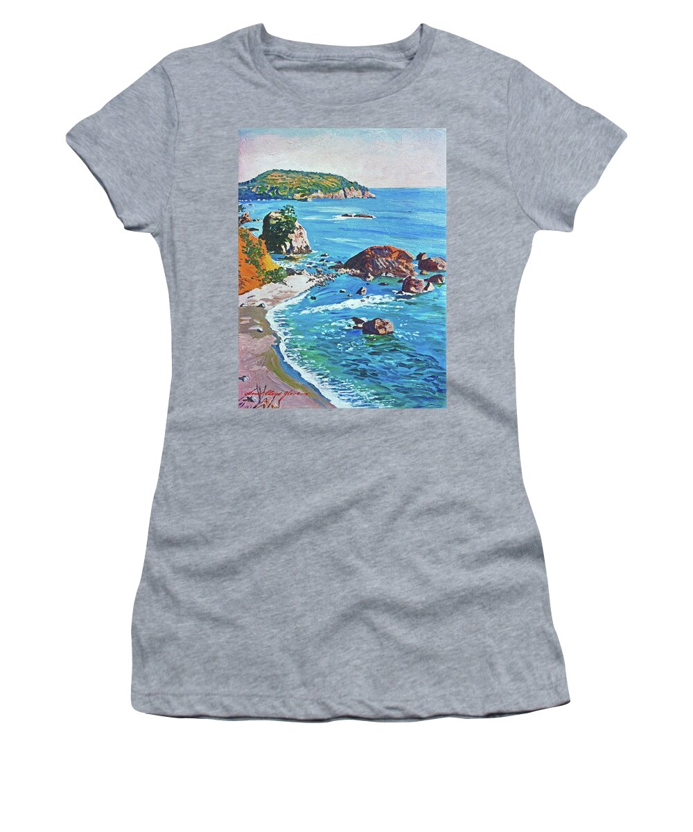 Pacific Ocean Women's T-Shirt featuring the painting California Coastline by David Lloyd Glover