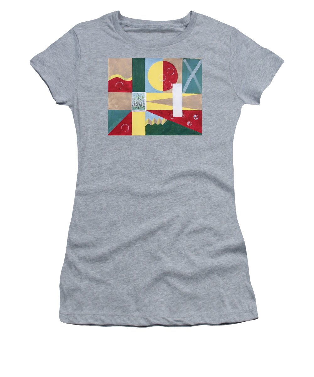 Abstract Women's T-Shirt featuring the painting Calm and Chaos by Christine Lathrop