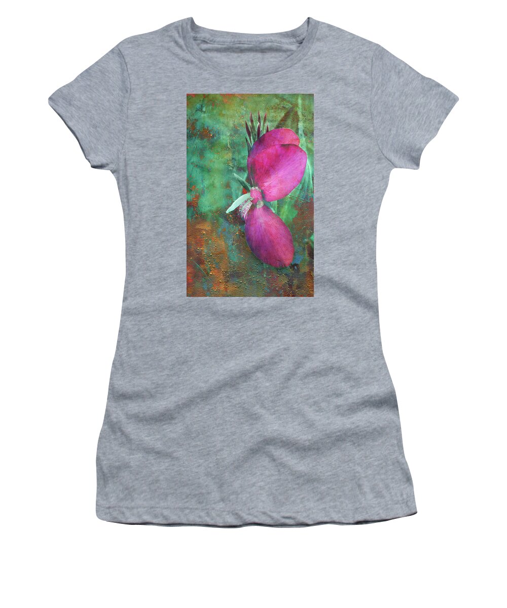 Floral Women's T-Shirt featuring the digital art Canna Grunge by Greg Sharpe