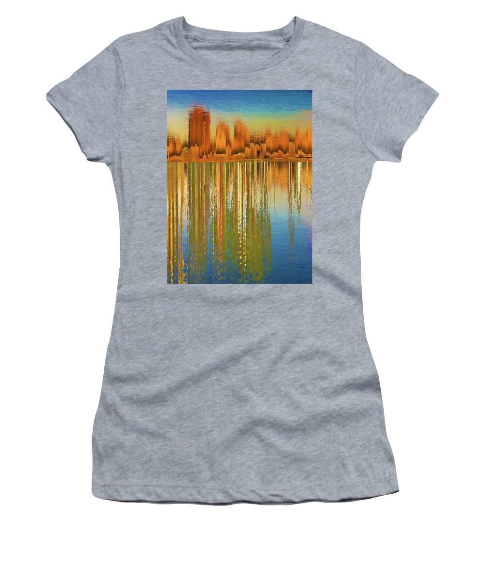 Manhattan Skyline Women's T-Shirt featuring the painting Canyon by Tony Rubino