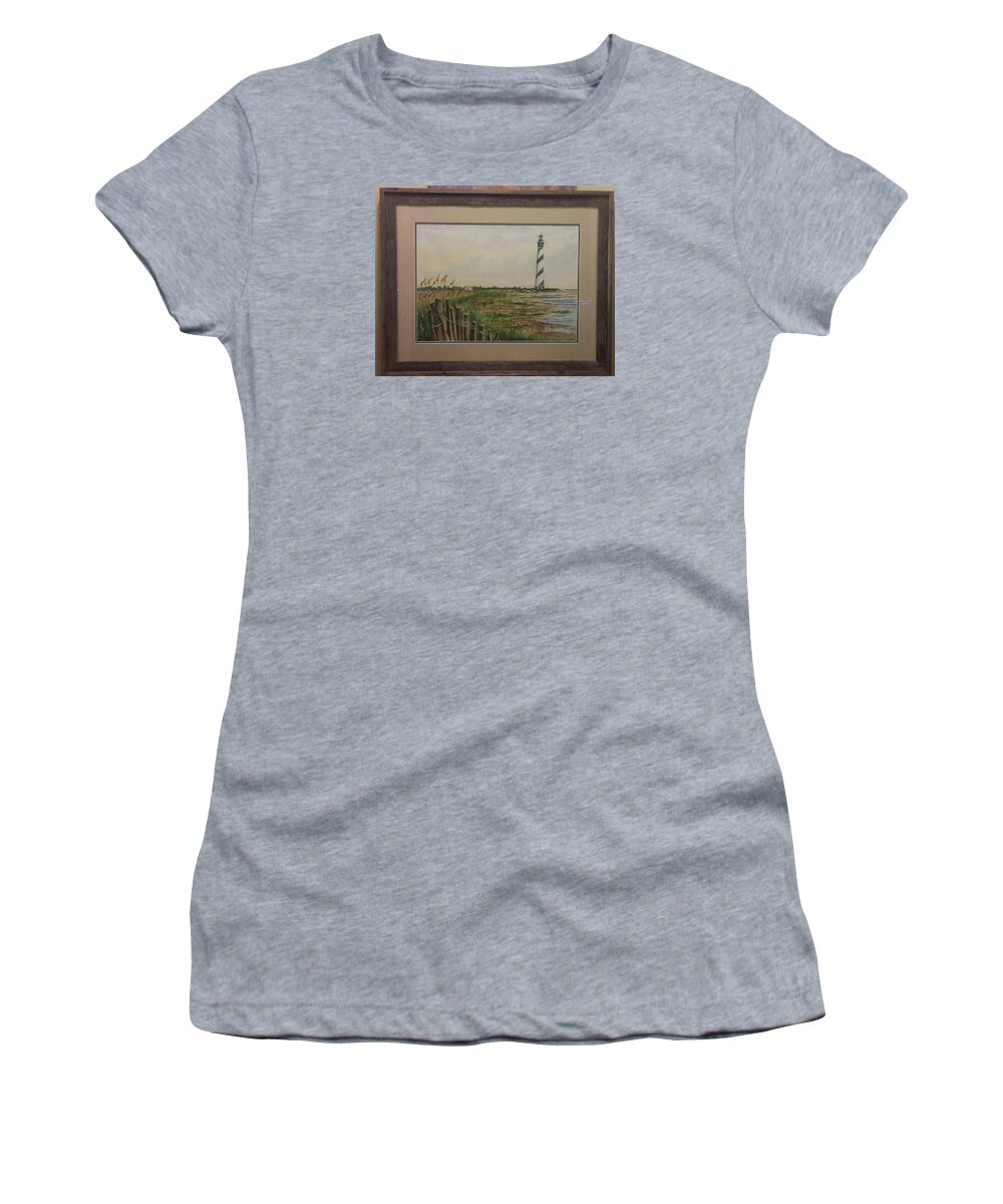 Light House Women's T-Shirt featuring the painting Cape Hatteras Light House by Richard Benson