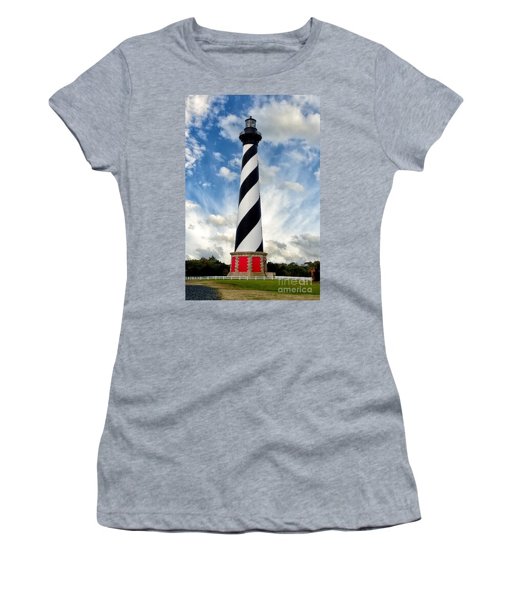 Outer Banks Women's T-Shirt featuring the photograph Cape Hatteras Lighthouse Landscape / Coastal / Nautical Photograph by PIPA Fine Art - Simply Solid
