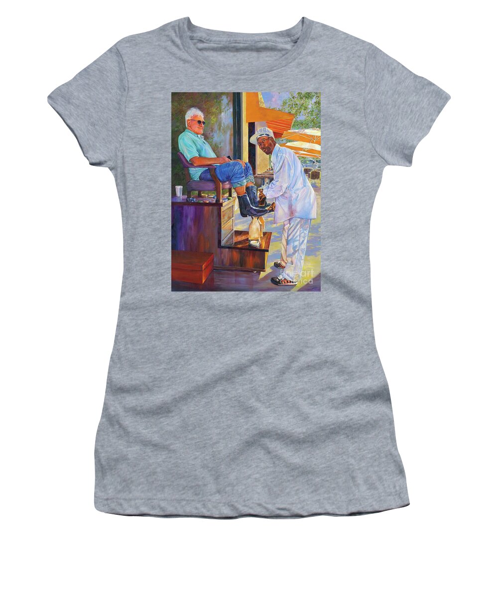 Trees Women's T-Shirt featuring the painting Captain Shoe Shine by AnnaJo Vahle