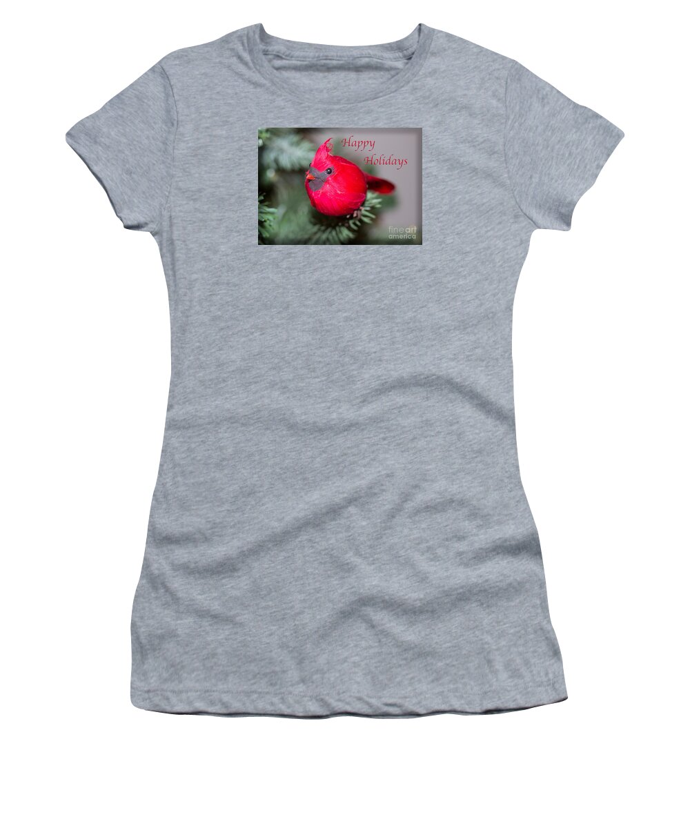 Nature Women's T-Shirt featuring the photograph Cardinal Happy Holidays by Dawn Gari