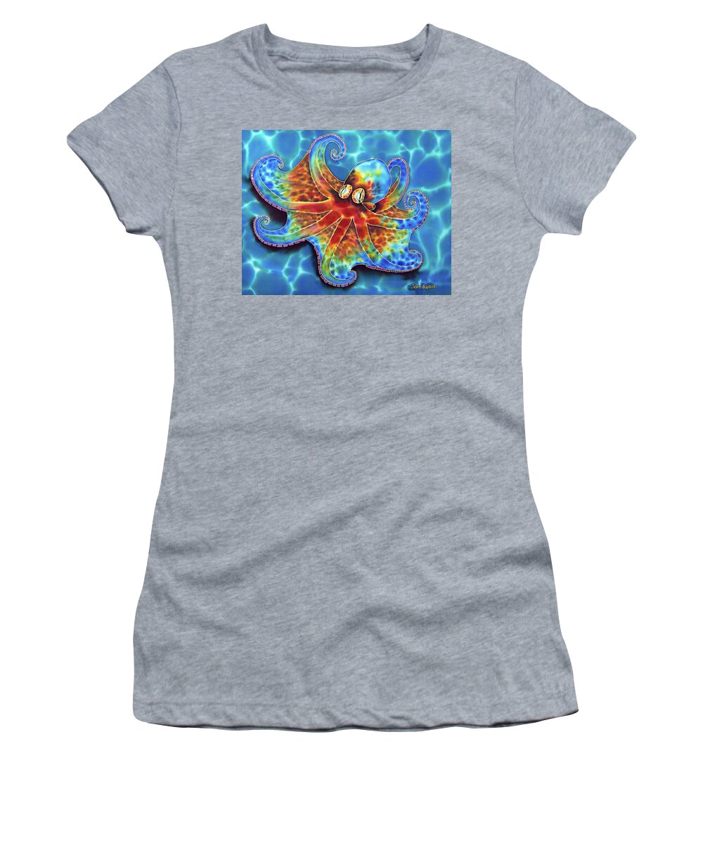 Octopus Art Women's T-Shirt featuring the painting Caribbean Octopus by Daniel Jean-Baptiste