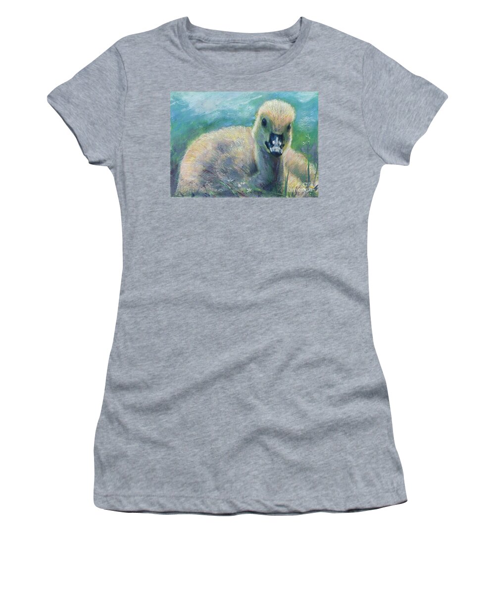 Duckling Women's T-Shirt featuring the mixed media Carla's Duckling by Ryn Shell