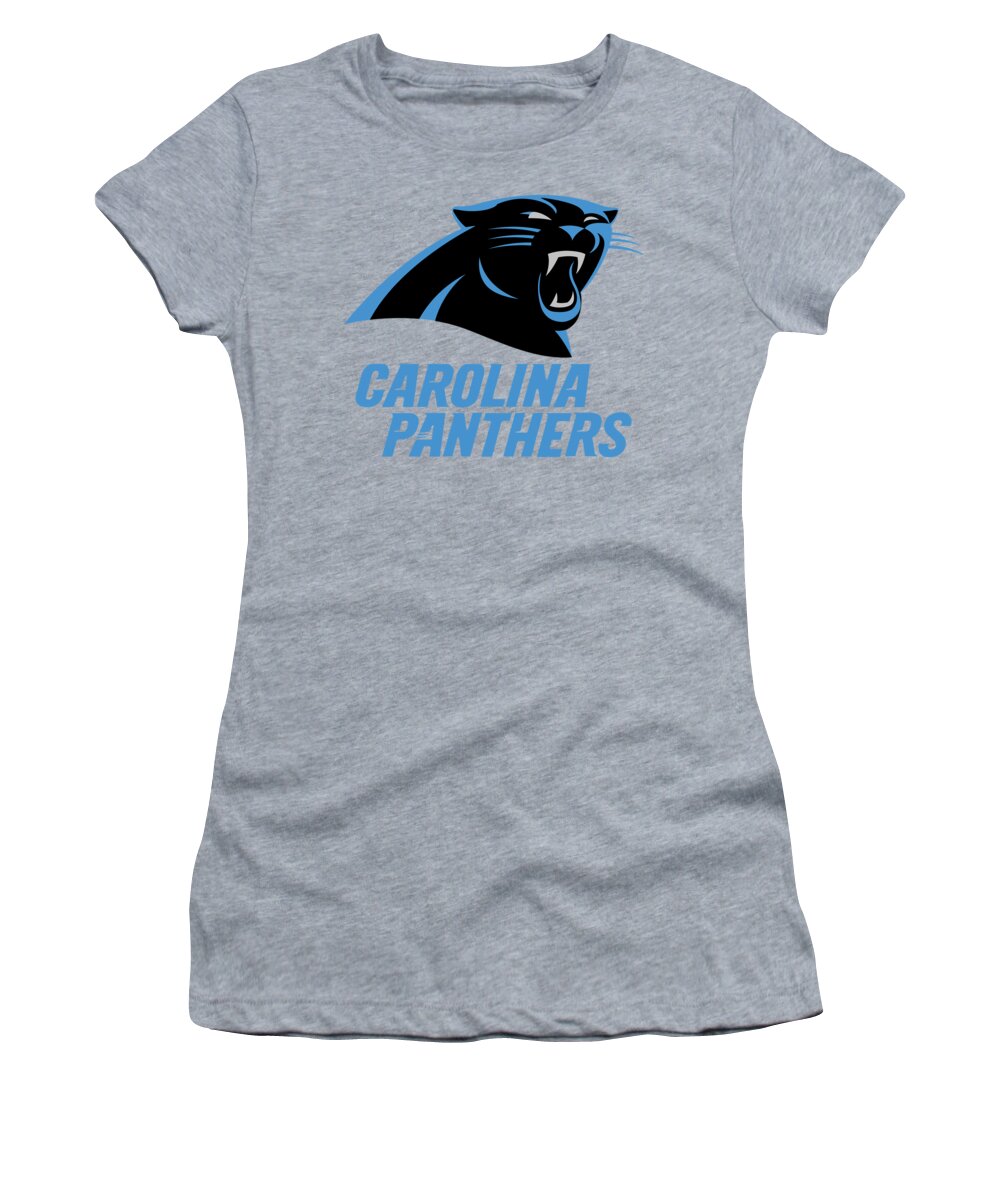 Carolina Women's T-Shirt featuring the mixed media Carolina Panthers Translucent Steel by Movie Poster Prints