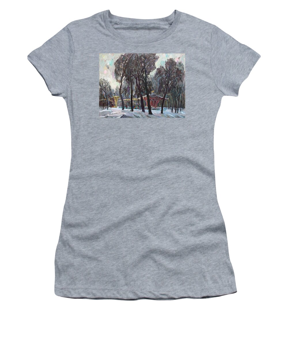 Landscape Women's T-Shirt featuring the painting Carousel by Juliya Zhukova