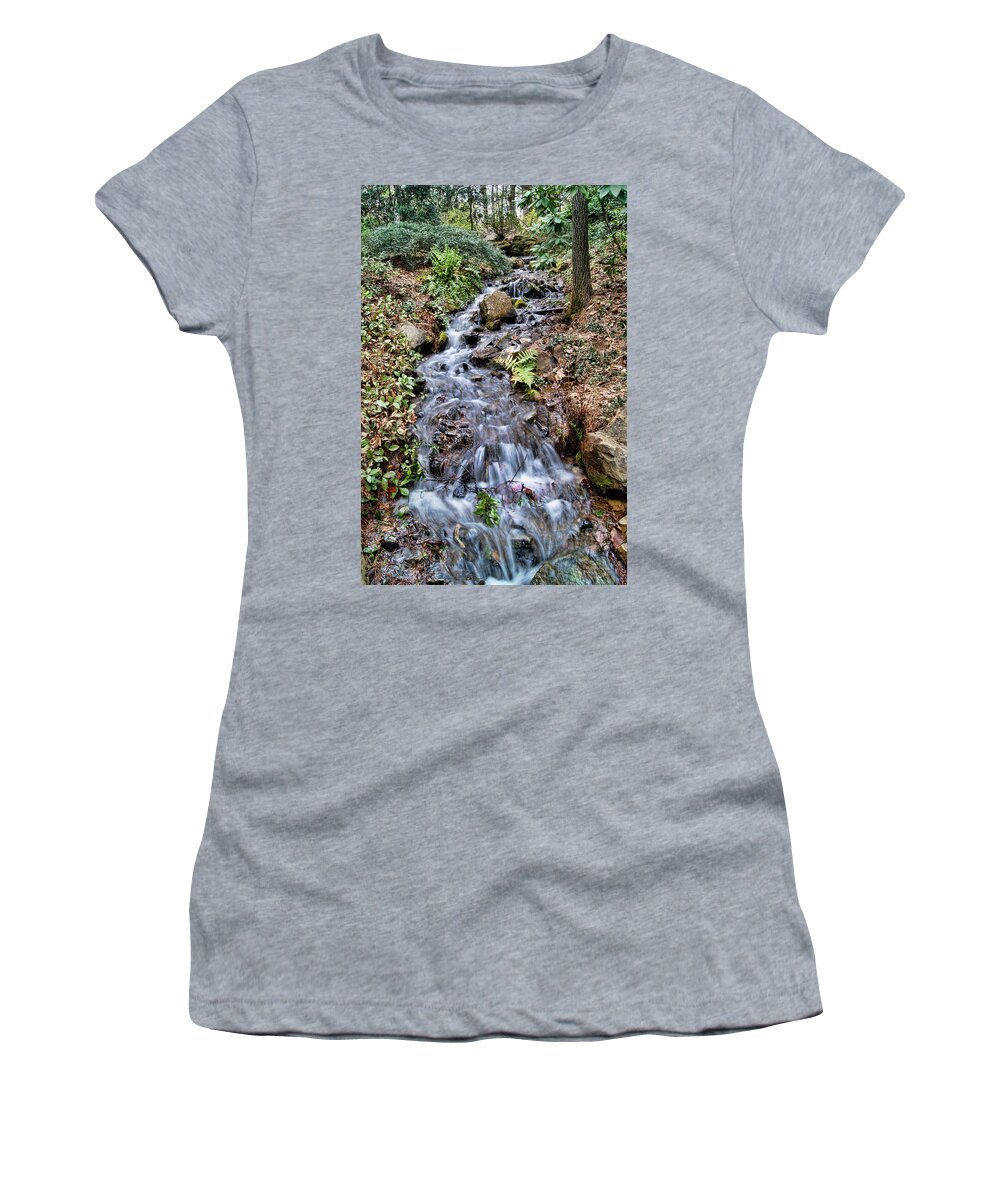 Water Women's T-Shirt featuring the photograph Cascading Water by Cricket Hackmann