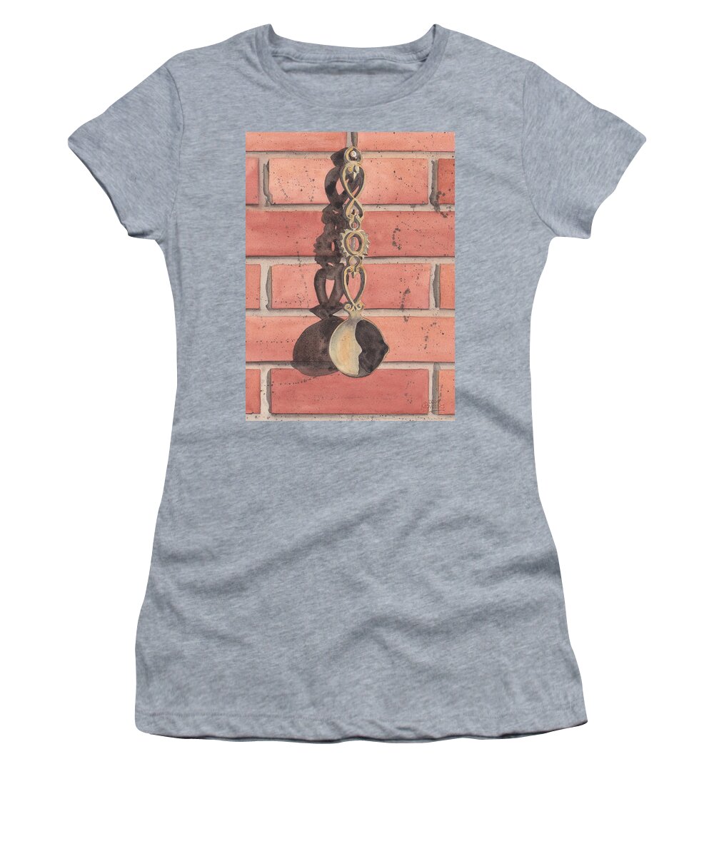 Vintage Women's T-Shirt featuring the painting Cast Iron Welsh Love Spoon by Ken Powers