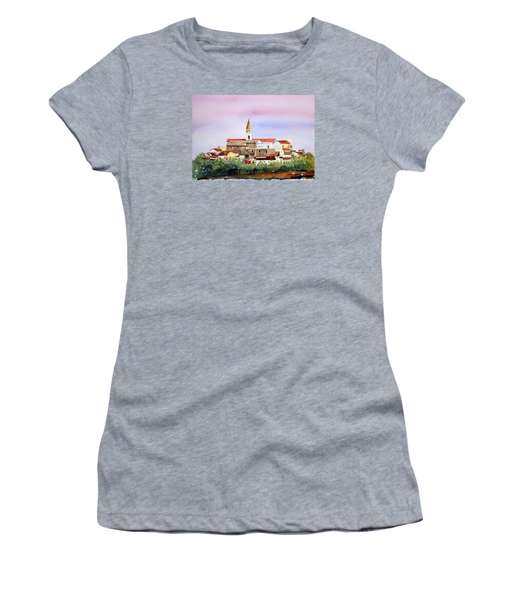 Italian Village Women's T-Shirt featuring the painting Castelnuovo della Daunia by William Renzulli