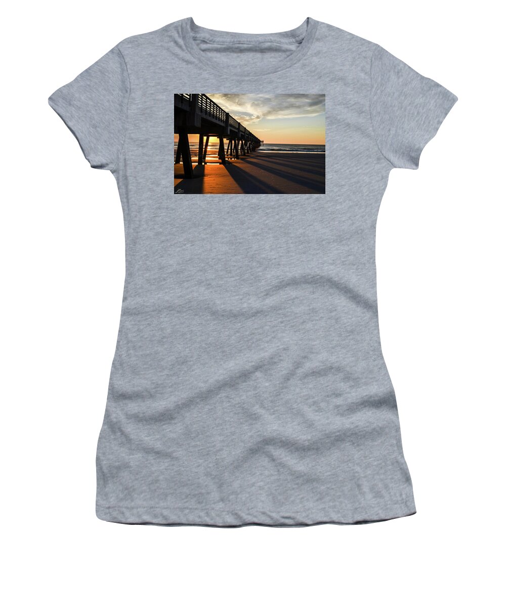 Pier Women's T-Shirt featuring the photograph Casting shadows by Bradley Dever