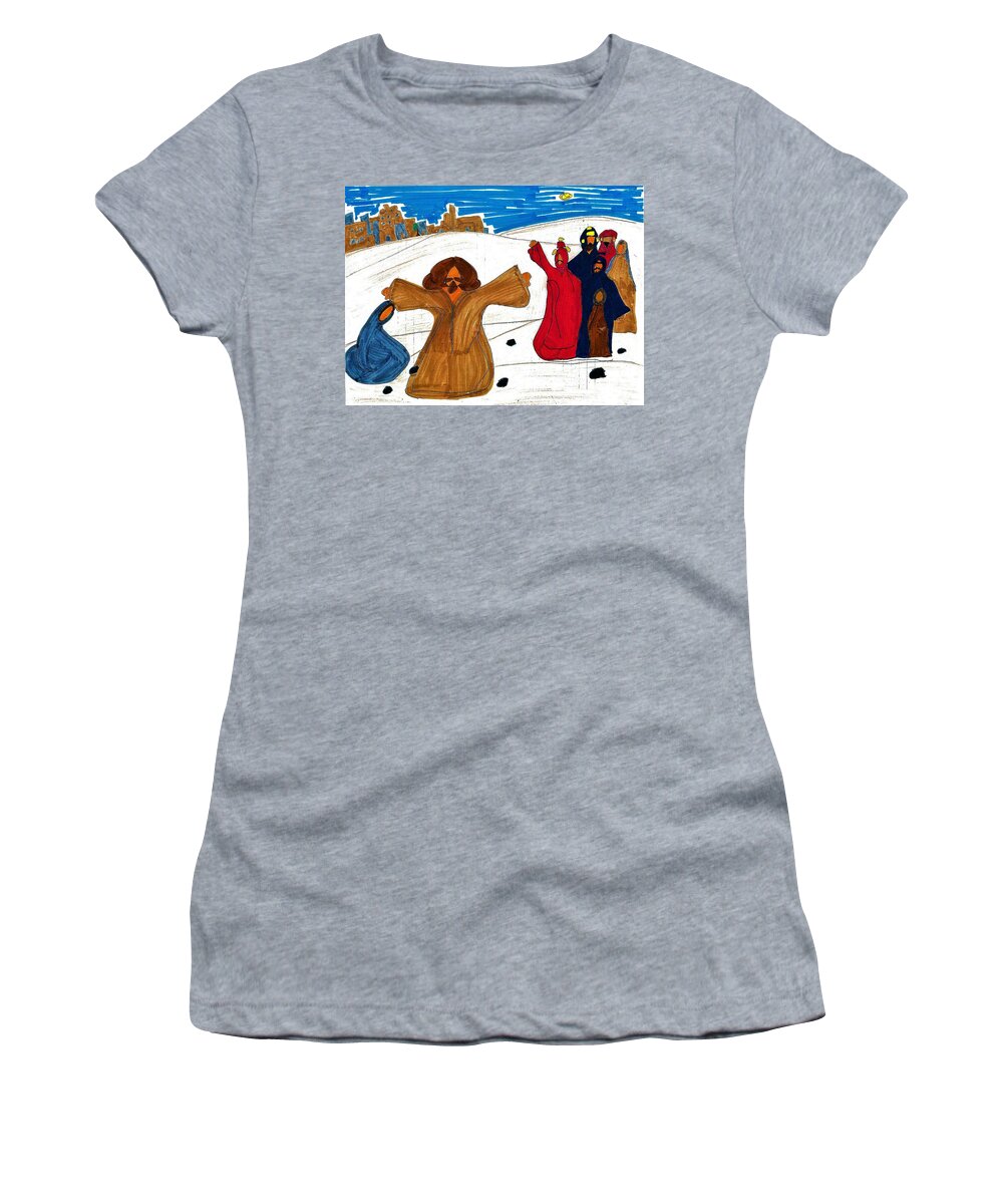 Gospel Women's T-Shirt featuring the drawing Casting Stones by Martin Cline