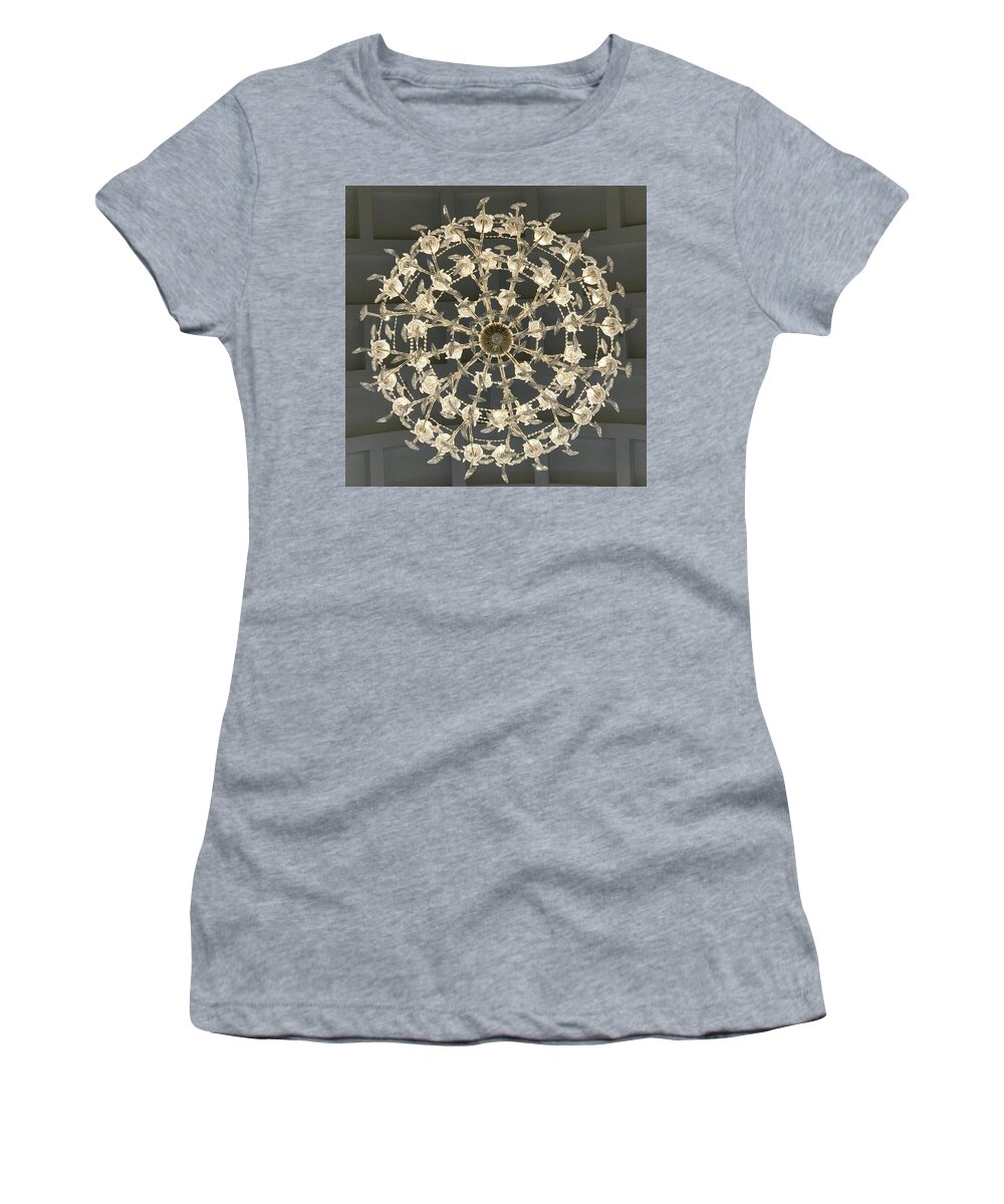 Chandelier Women's T-Shirt featuring the photograph Castle Front Hall 02 by Annette Hadley