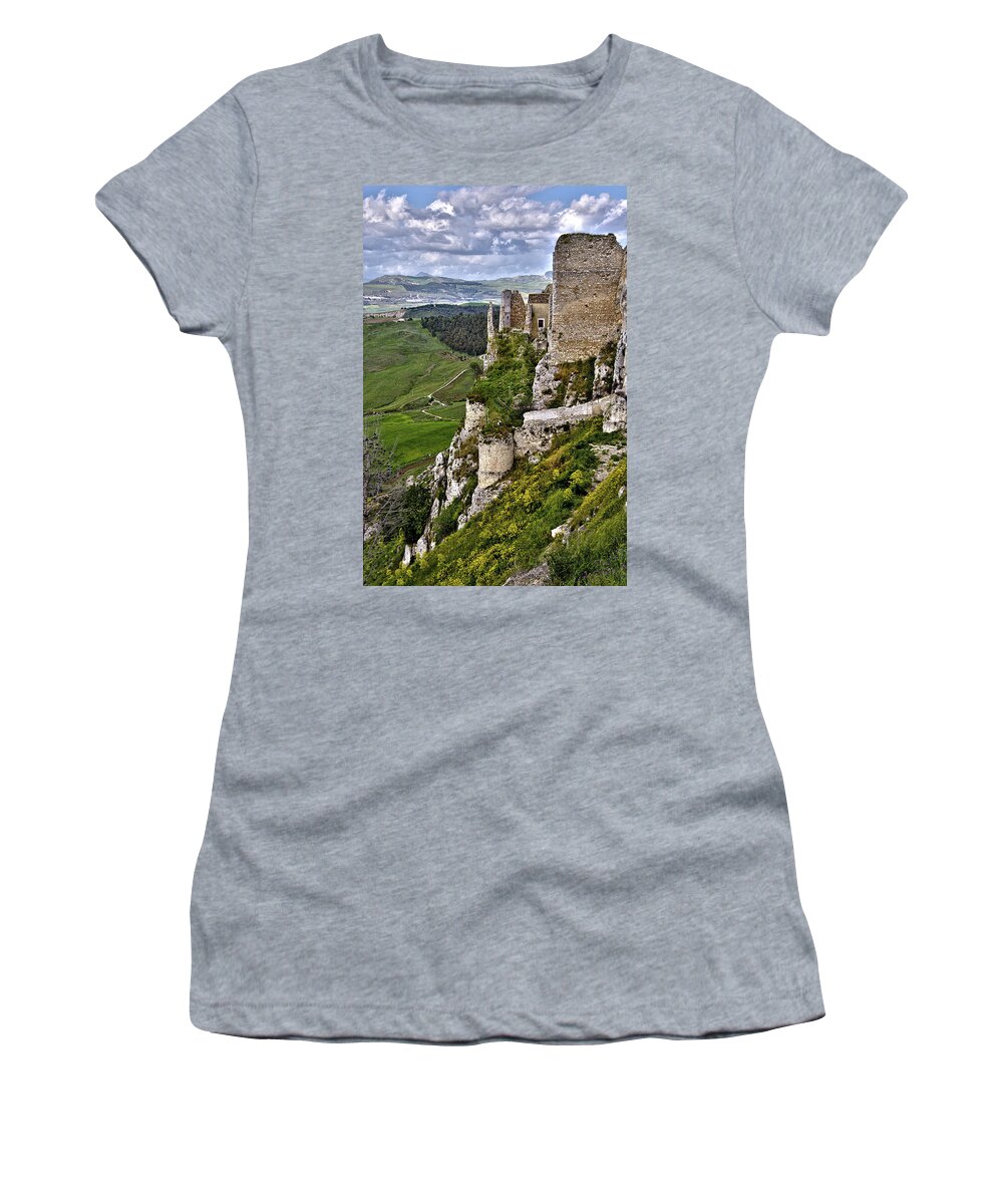  Women's T-Shirt featuring the photograph Castle of Pietraperzia by Patrick Boening