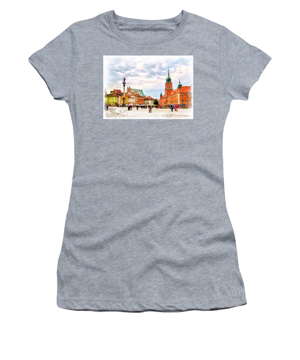 Castle Square Women's T-Shirt featuring the painting Castle Square, Warsaw by Maciek Froncisz