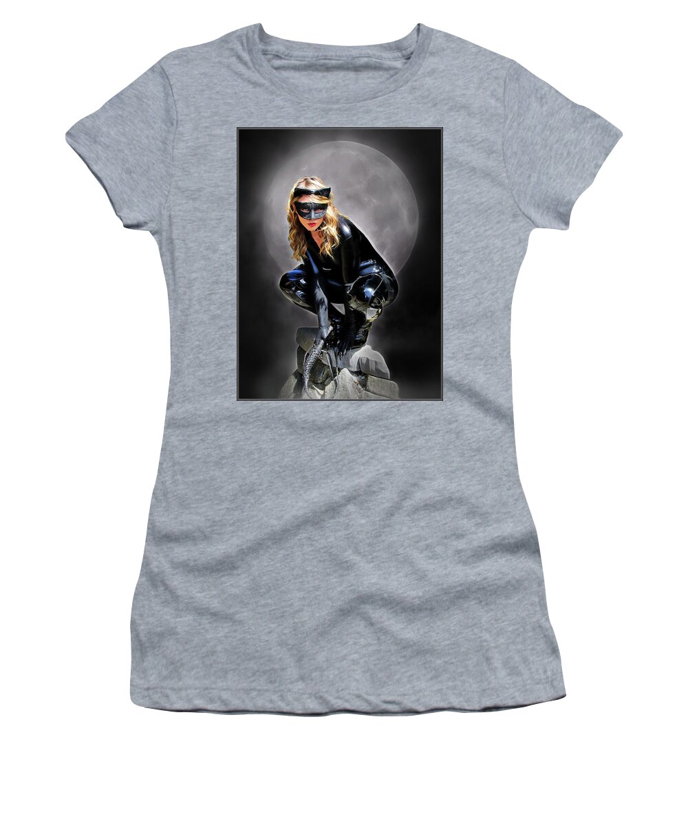Cat Woman Women's T-Shirt featuring the photograph Cat Ready To Pouch by Jon Volden
