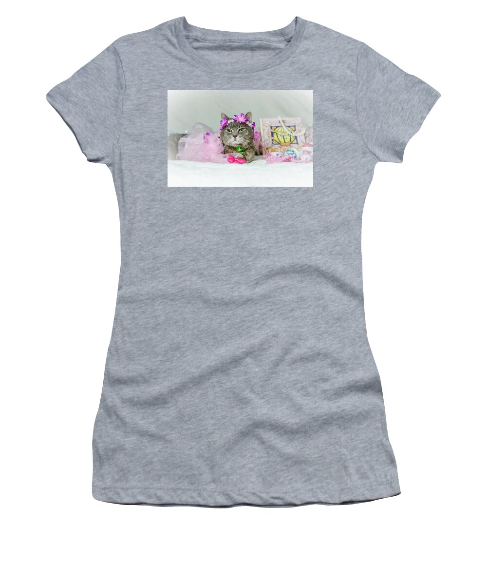 Cat Women's T-Shirt featuring the photograph Cat Tea Party by Tammy Ray