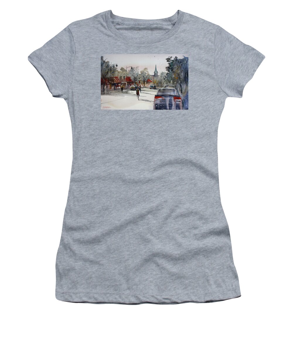 Ryan Radke Women's T-Shirt featuring the painting Cedarburg - Impressions of Summer by Ryan Radke