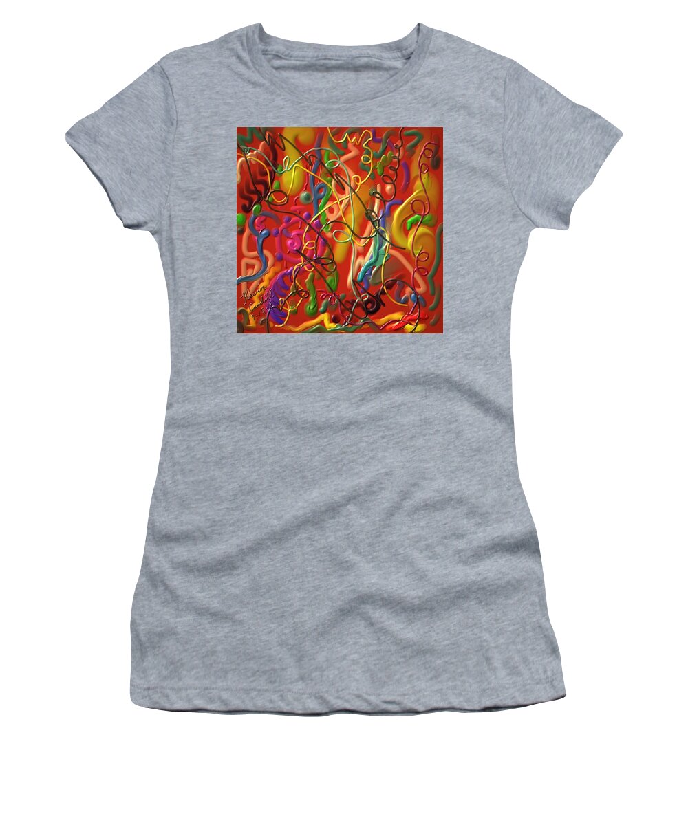 Abstract Women's T-Shirt featuring the painting Celebrate the moment by Kevin Caudill