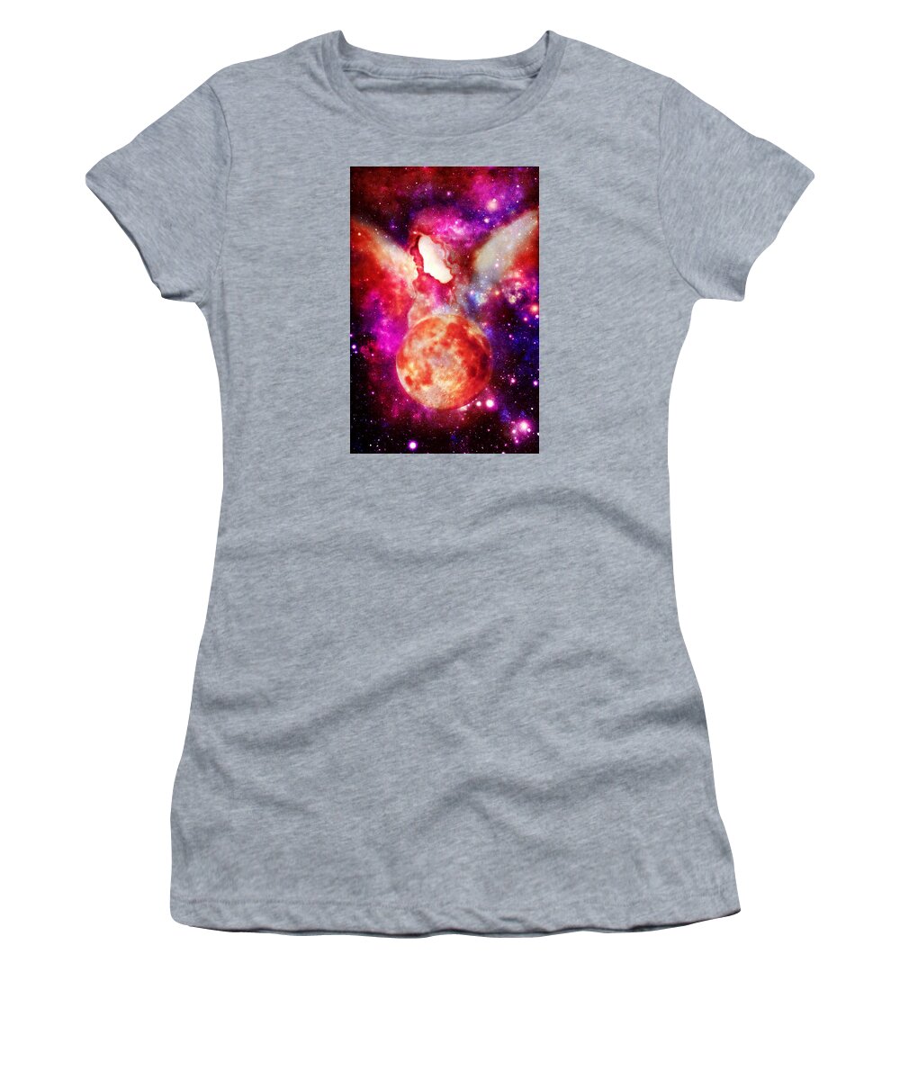 Angel Women's T-Shirt featuring the painting Celestial Beings of Light by Alma Yamazaki