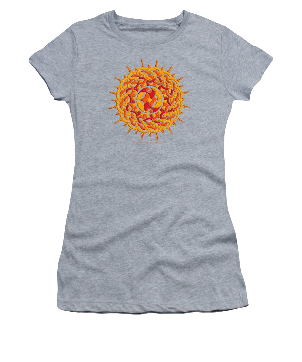 Artoffoxvox Women's T-Shirt featuring the mixed media Celtic Sun by Kristen Fox