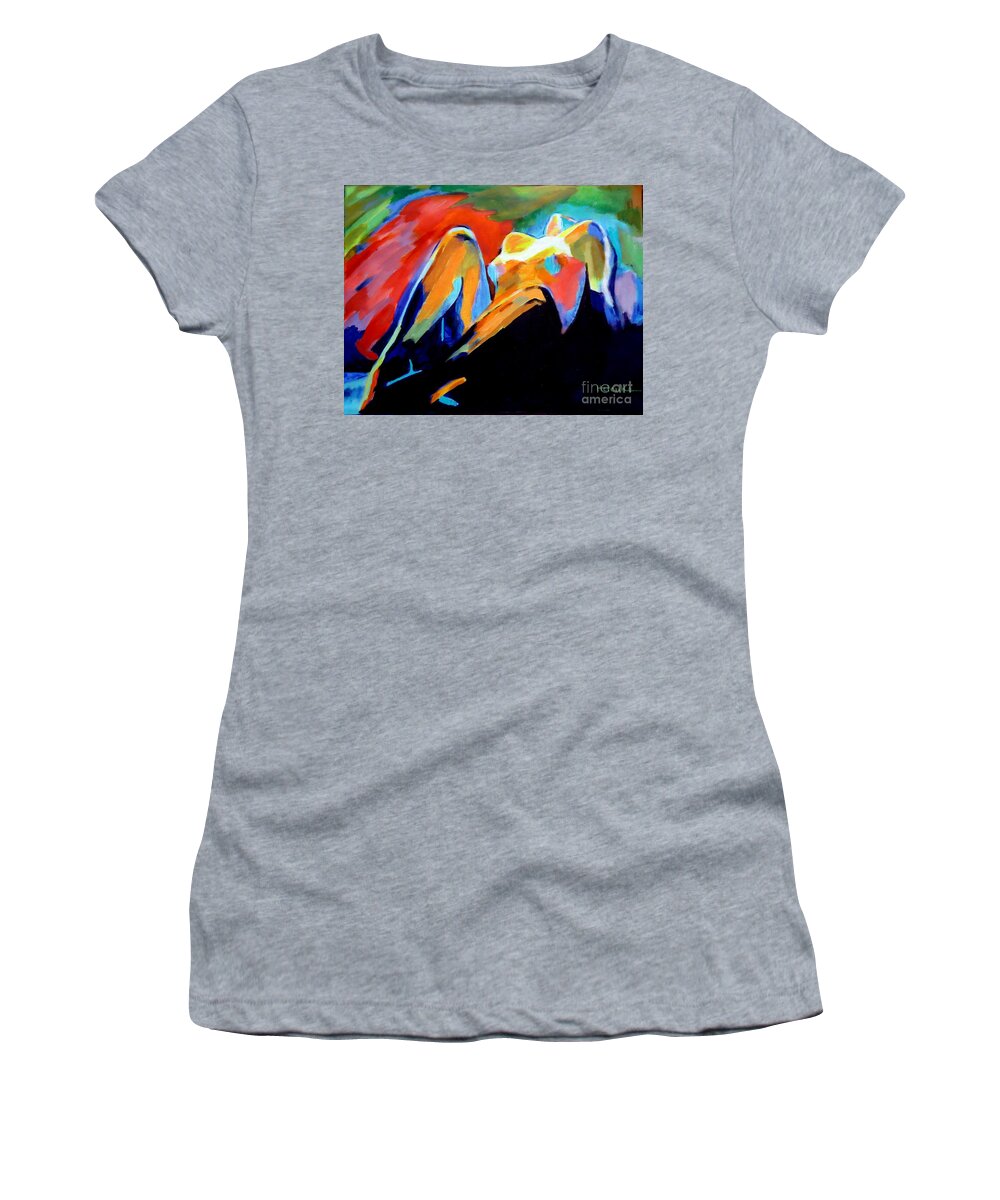 Abstract Nudes Women's T-Shirt featuring the painting Charge of the soul by Helena Wierzbicki