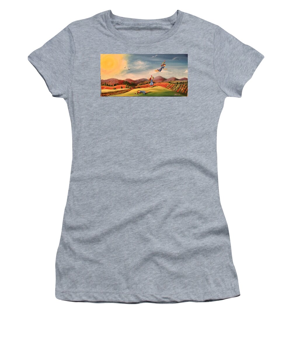 Floating Women's T-Shirt featuring the painting Chasing Dreams by Michell Givens