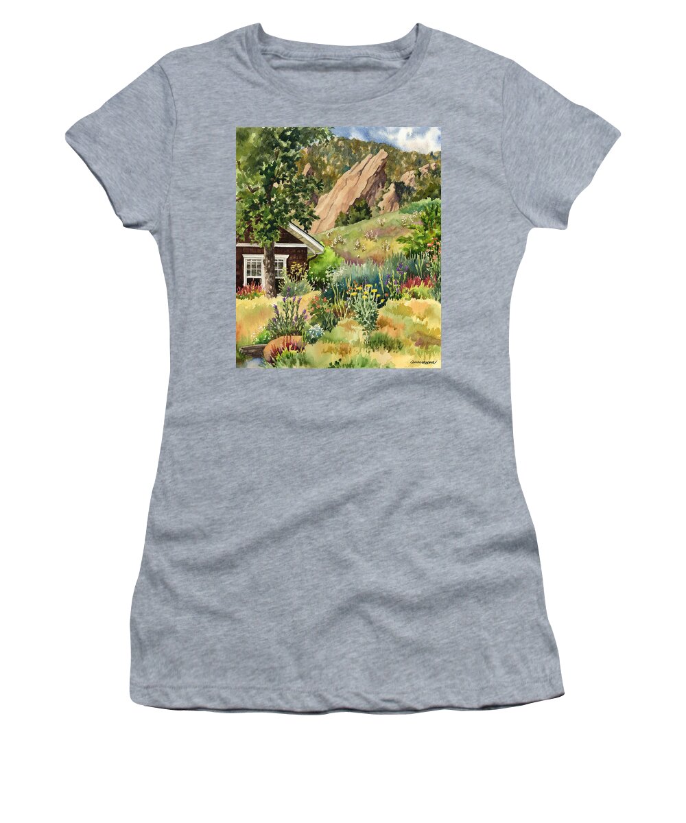Cottage Painting Women's T-Shirt featuring the painting Chautauqua Cottage by Anne Gifford