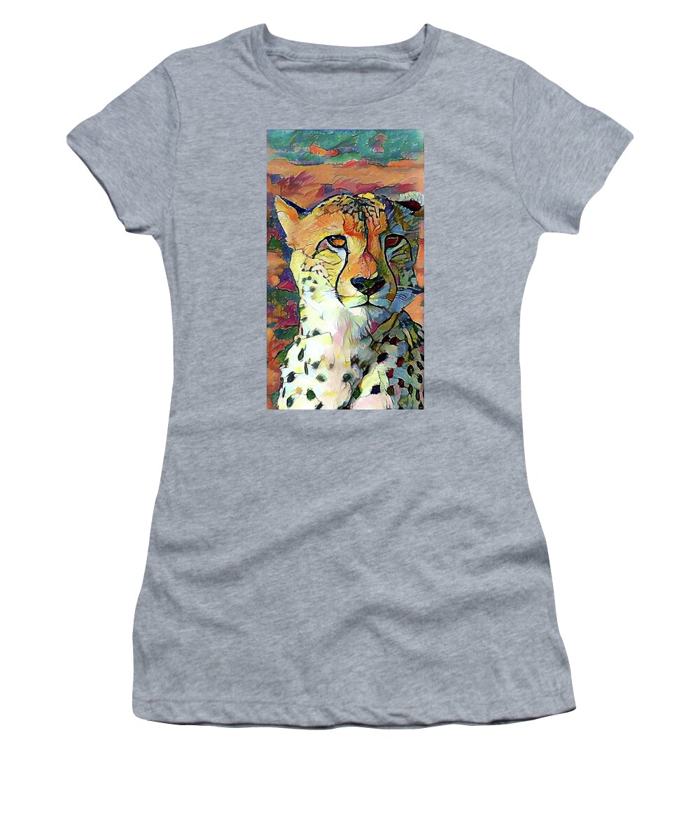 Cheetah Women's T-Shirt featuring the photograph Cheetah Face by Gini Moore
