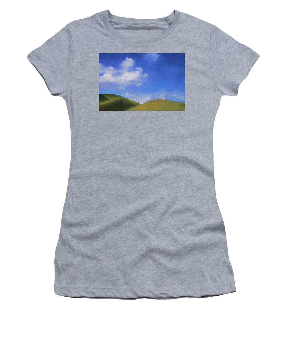 Photopainting Women's T-Shirt featuring the photograph Chelan Butte Minimalist Painting by Allan Van Gasbeck