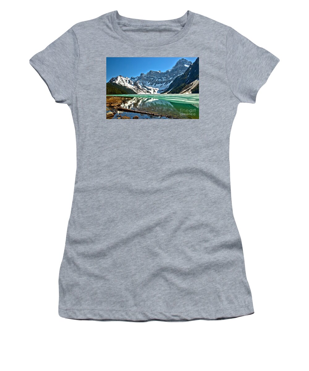 Chephren Lake Women's T-Shirt featuring the photograph Chephren Lake Reflections by Adam Jewell