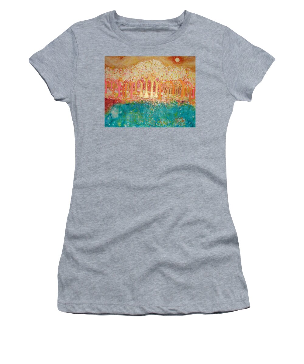 Cherry Blossoms Women's T-Shirt featuring the painting Cherry Blossoms by Ashleigh Dyan Bayer