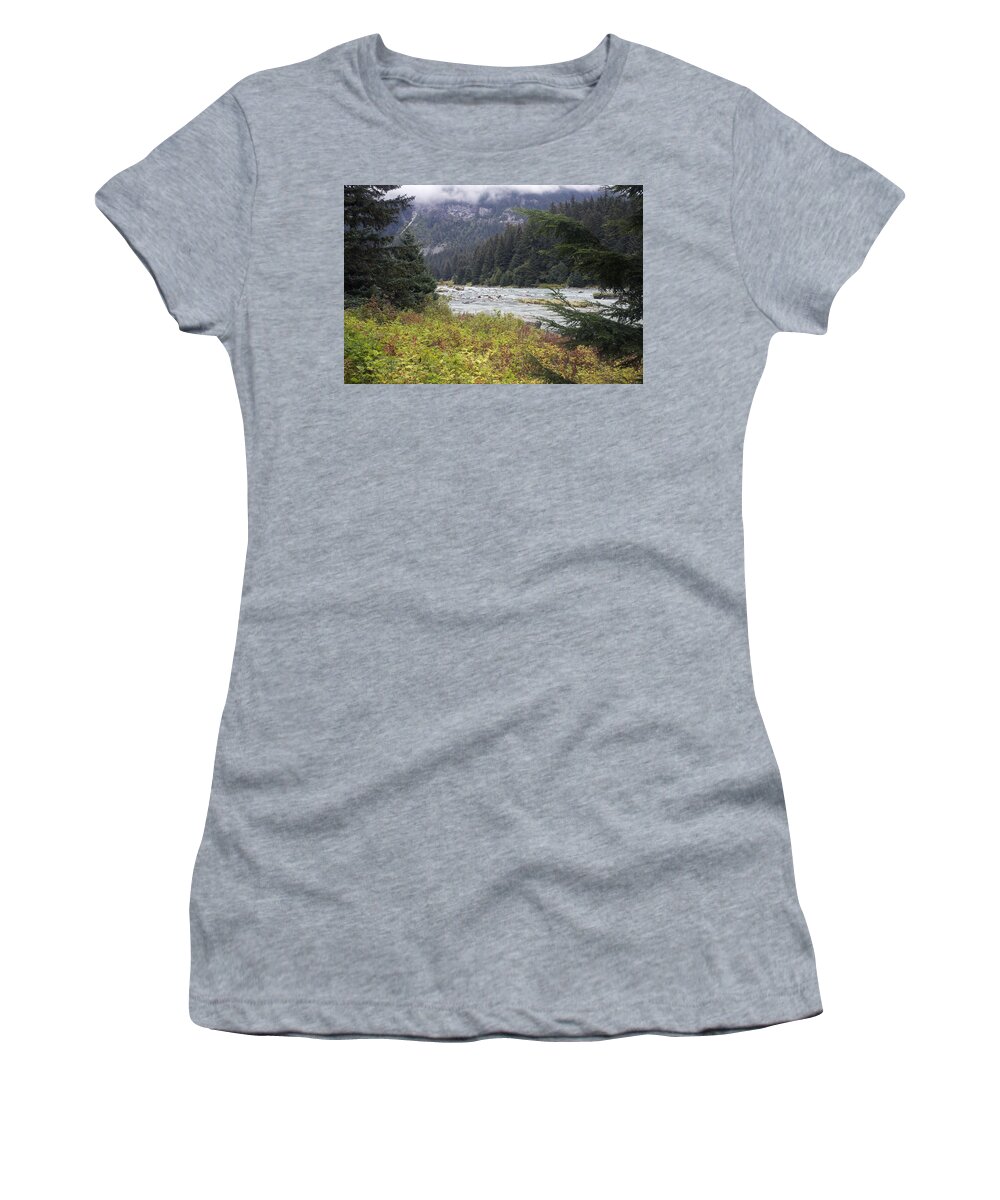 Chilkoot Women's T-Shirt featuring the photograph Chillkoot River 3 by Richard J Cassato