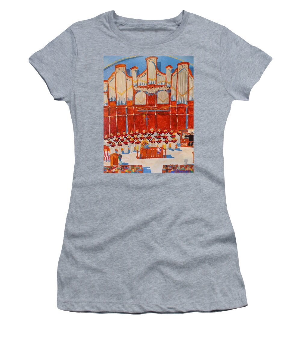Church Women's T-Shirt featuring the painting Choir And Organ by Rodger Ellingson