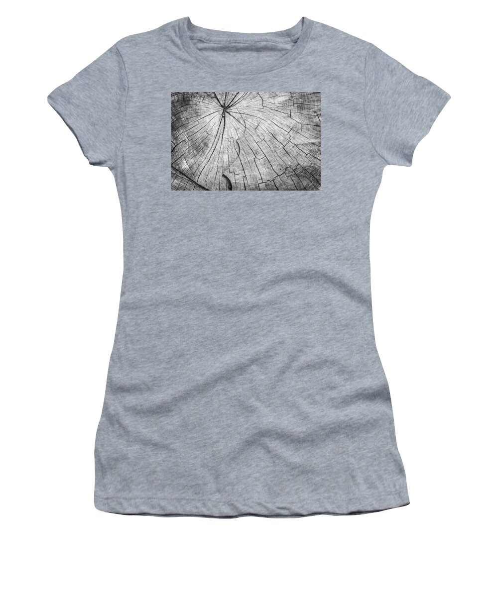 Aging Women's T-Shirt featuring the photograph Chopped Wooden Tree Trunk by John Williams