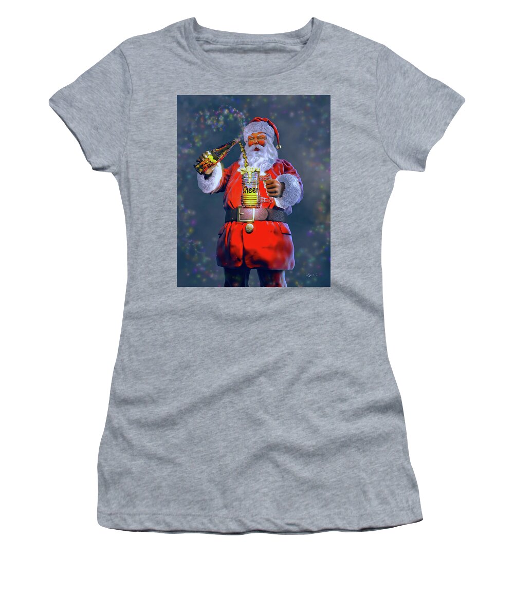 Santa Women's T-Shirt featuring the sculpture Christmas Cheer IV by David Luebbert